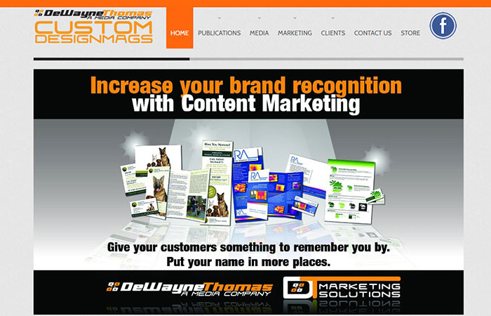 desktop screenshot of CustomDM's website